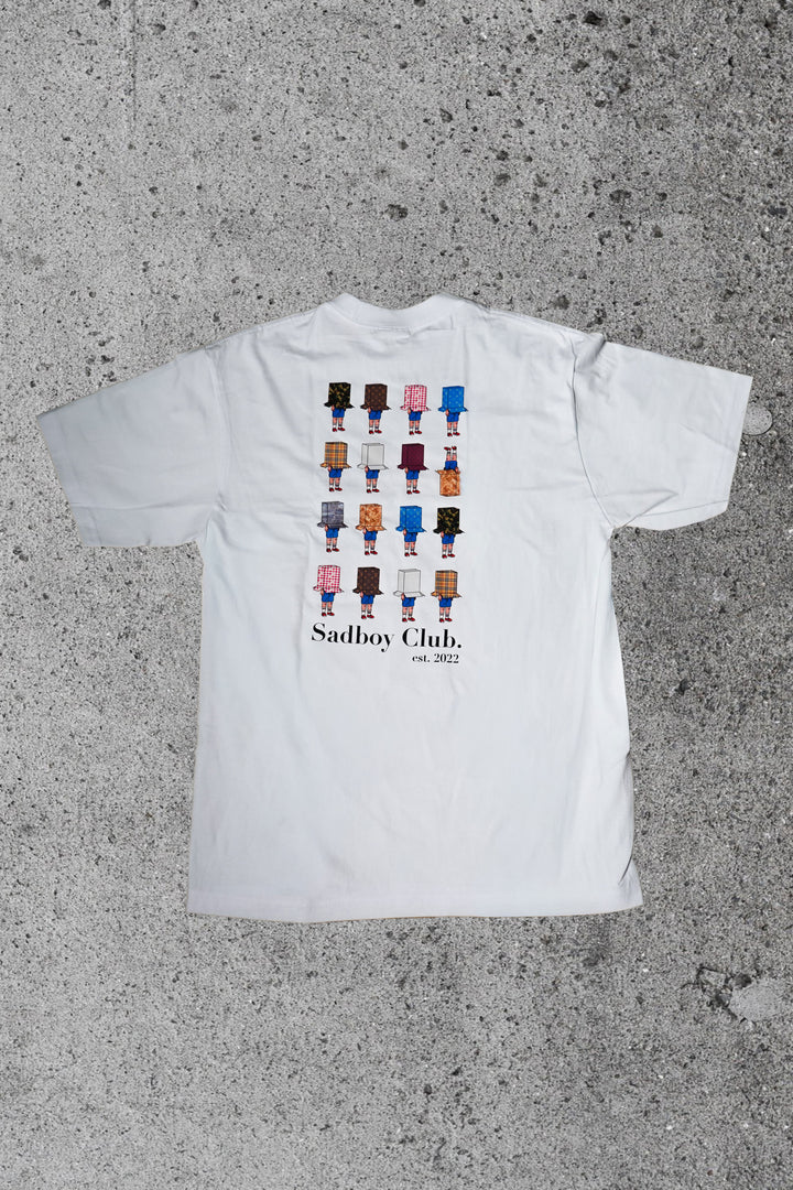 Sadboy Boxing Club mental health awareness shirt in white with full back print